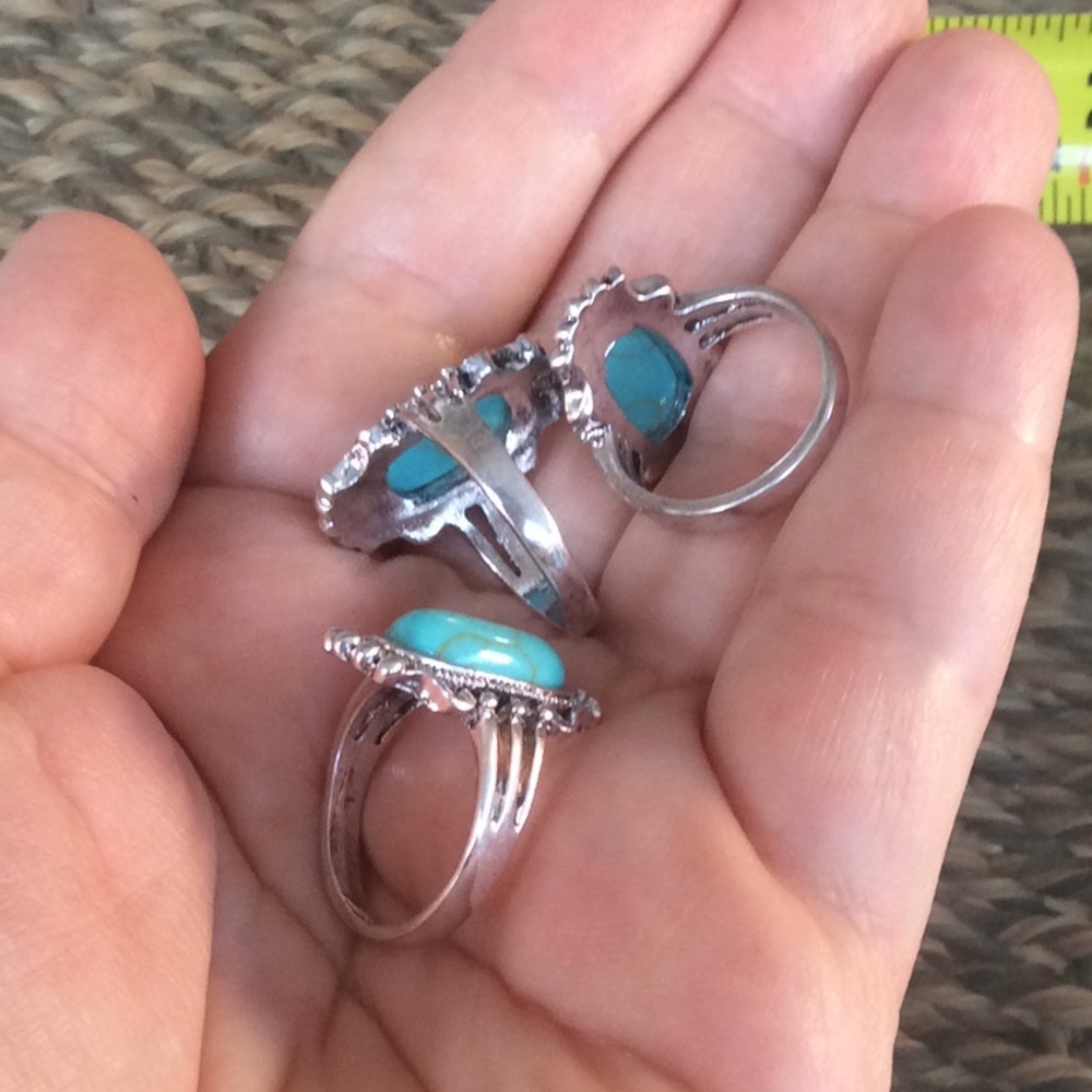 Vintage 925 Sterling Silver Turquoise Ring Jewelry - Picture 8 of 8